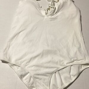 Jessica Simpson White One-Piece Swimsuit with Lace-Up Detail